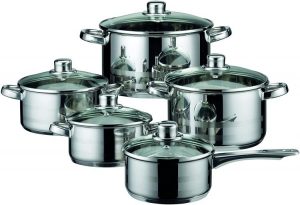 ELO Skyline Stainless Steel Kitchen Induction Cookware Pots and Pans Set with Air Ventilated Lids