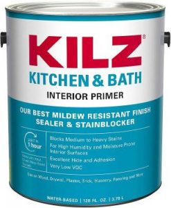 KILZ L204511 Kitchen & Bath Interior Latex Primer Sealer Stainblocker with Mildew-Resistant Finish