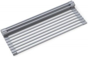 Kraus KRM-10 GREY Silicone Coated Stainless Steel Over The Sink Multipurpose Roll-Up Dish Drying Rack