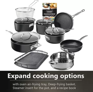 Granitestone 15-Piece Stackable, Non-stick Cookware Set - best nonstick induction cookware