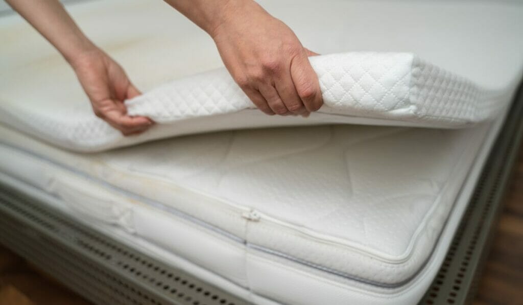 mattress pad over or under memory foam